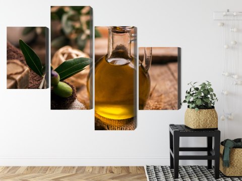 Obraz Wieloczęściowy Butelka Oliwy Z Oliwek