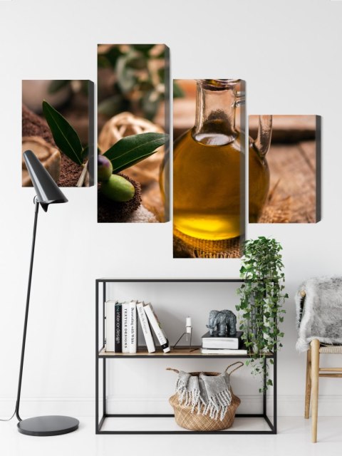 Obraz Wieloczęściowy Butelka Oliwy Z Oliwek