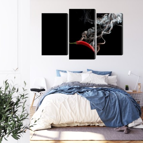 Obraz Wieloczęściowy Czerwone Chili Z Dymem
