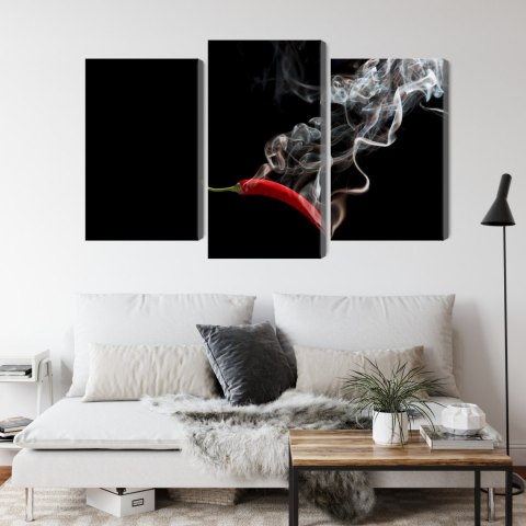Obraz Wieloczęściowy Czerwone Chili Z Dymem