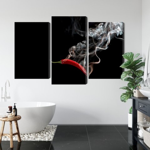 Obraz Wieloczęściowy Czerwone Chili Z Dymem