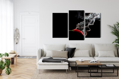 Obraz Wieloczęściowy Czerwone Chili Z Dymem