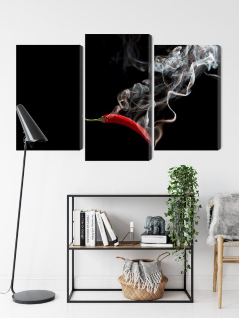 Obraz Wieloczęściowy Czerwone Chili Z Dymem