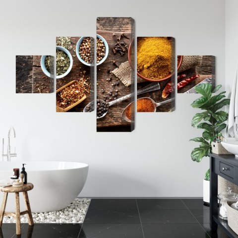 Obraz Wieloczęściowy Deska Z Różnymi Przyprawami