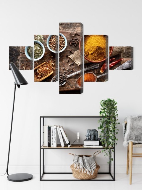 Obraz Wieloczęściowy Deska Z Różnymi Przyprawami