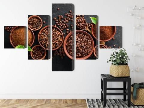 Obraz Wieloczęściowy Kawa Mielona I Ziarna