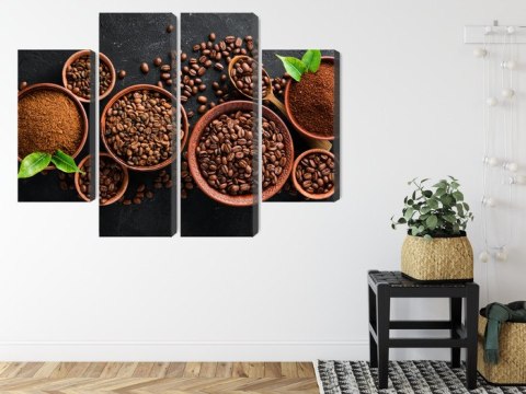 Obraz Wieloczęściowy Kawa Mielona I Ziarna