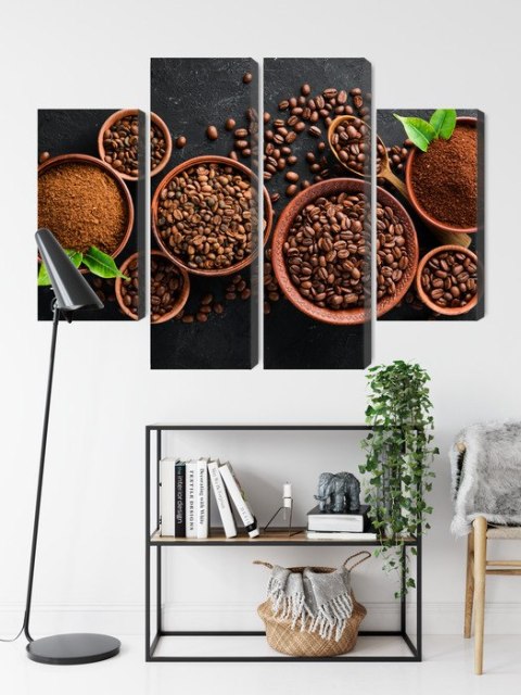 Obraz Wieloczęściowy Kawa Mielona I Ziarna