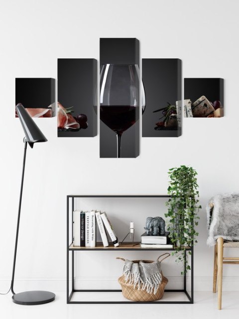 Obraz Wieloczęściowy Kieliszek Czerwonego Wina