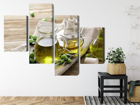 Obraz Wieloczęściowy Oliwa Z Oliwek Z Zielonymi Oliwkami