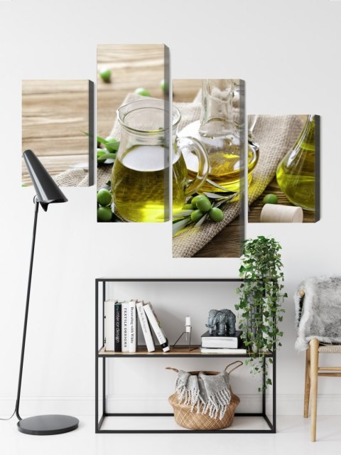 Obraz Wieloczęściowy Oliwa Z Oliwek Z Zielonymi Oliwkami