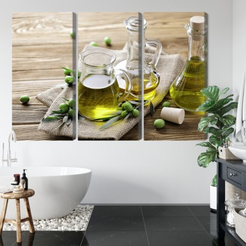 Obraz Wieloczęściowy Oliwa Z Oliwek Z Zielonymi Oliwkami