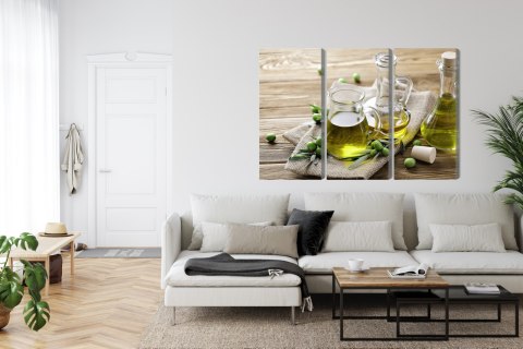 Obraz Wieloczęściowy Oliwa Z Oliwek Z Zielonymi Oliwkami