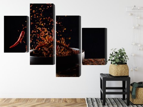 Obraz Wieloczęściowy Pieprz Cayenne W Locie