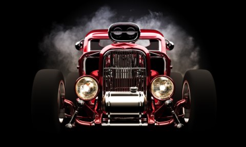 Obraz Wieloczęściowy Samochód Hot Rod Na Tle Dymu Obraz Wieloczęściowy Samochód Hot Rod Na Tle Dymu