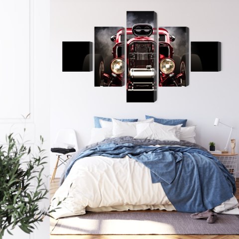 Obraz Wieloczęściowy Samochód Hot Rod Na Tle Dymu Obraz Wieloczęściowy Samochód Hot Rod Na Tle Dymu