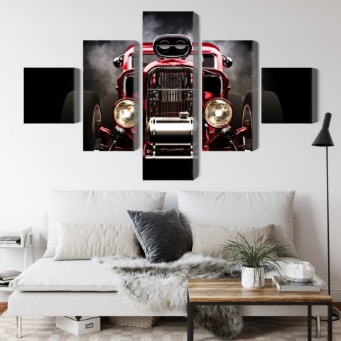 Obraz Wieloczęściowy Samochód Hot Rod Na Tle Dymu Obraz Wieloczęściowy Samochód Hot Rod Na Tle Dymu