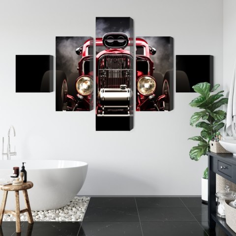 Obraz Wieloczęściowy Samochód Hot Rod Na Tle Dymu Obraz Wieloczęściowy Samochód Hot Rod Na Tle Dymu