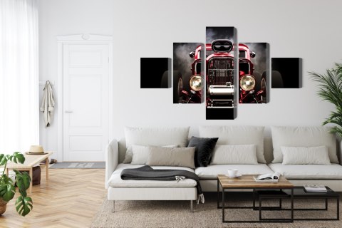 Obraz Wieloczęściowy Samochód Hot Rod Na Tle Dymu Obraz Wieloczęściowy Samochód Hot Rod Na Tle Dymu