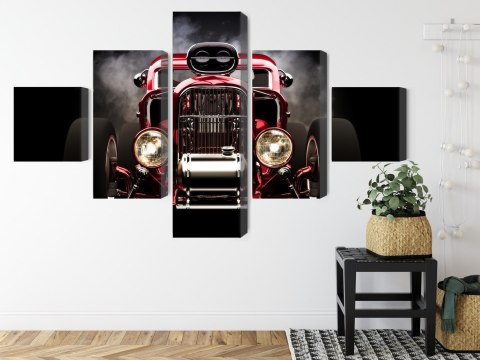 Obraz Wieloczęściowy Samochód Hot Rod Na Tle Dymu Obraz Wieloczęściowy Samochód Hot Rod Na Tle Dymu
