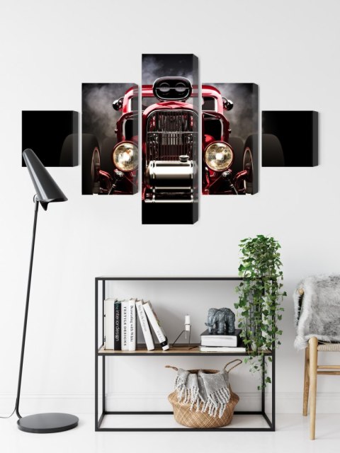Obraz Wieloczęściowy Samochód Hot Rod Na Tle Dymu Obraz Wieloczęściowy Samochód Hot Rod Na Tle Dymu