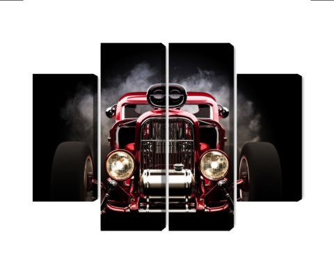 Obraz Wieloczęściowy Samochód Hot Rod Na Tle Dymu Obraz Wieloczęściowy Samochód Hot Rod Na Tle Dymu