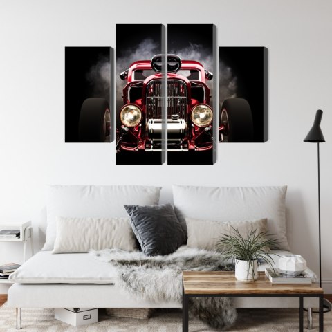 Obraz Wieloczęściowy Samochód Hot Rod Na Tle Dymu Obraz Wieloczęściowy Samochód Hot Rod Na Tle Dymu
