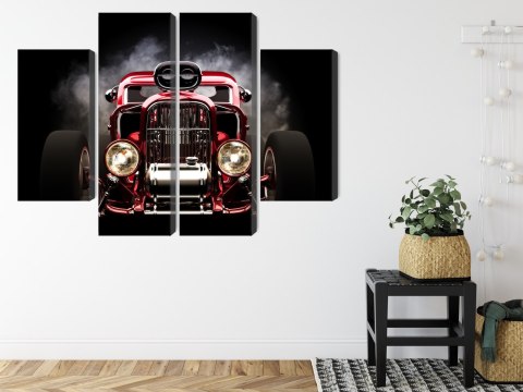 Obraz Wieloczęściowy Samochód Hot Rod Na Tle Dymu Obraz Wieloczęściowy Samochód Hot Rod Na Tle Dymu