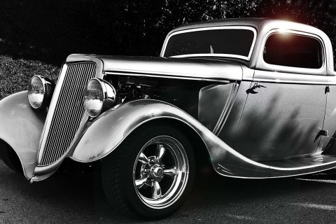 Obraz Wieloczęściowy Samochód Hot Rod W Stylu Vintage Obraz Wieloczęściowy Samochód Hot Rod W Stylu Vintage