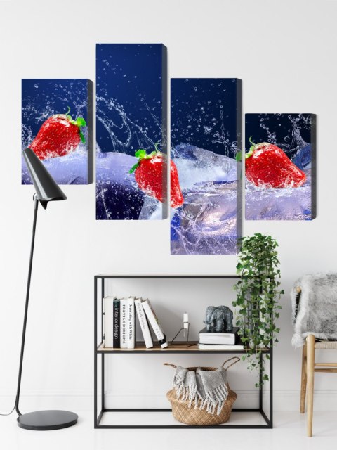 Obraz Wieloczęściowy Truskawki Na Lodzie