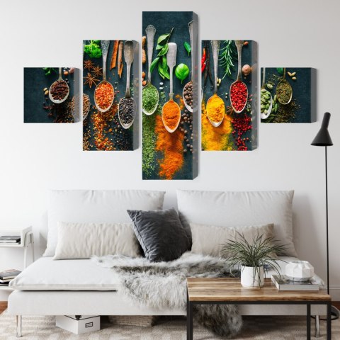 Obraz Wieloczęściowy Zioła I Przyprawy Na Łyżkach