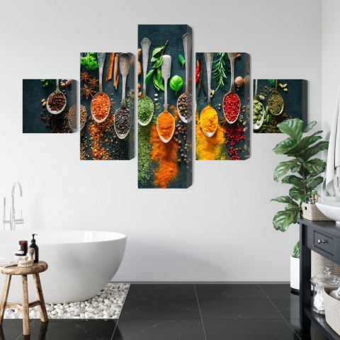 Obraz Wieloczęściowy Zioła I Przyprawy Na Łyżkach