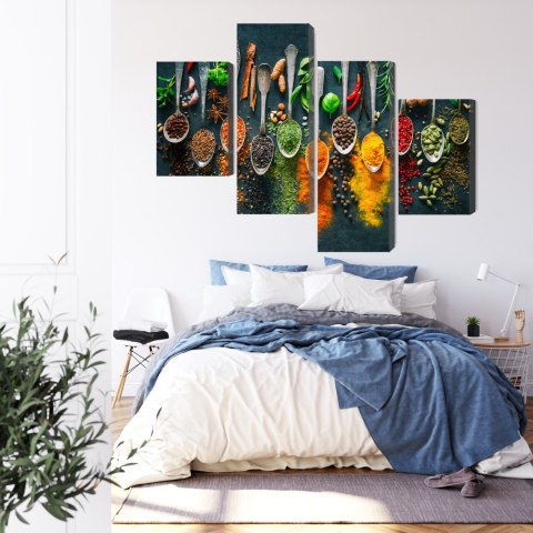 Obraz Wieloczęściowy Zioła I Przyprawy Na Łyżkach