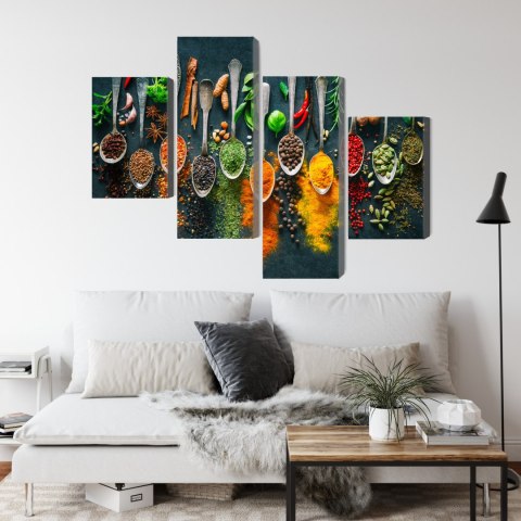 Obraz Wieloczęściowy Zioła I Przyprawy Na Łyżkach