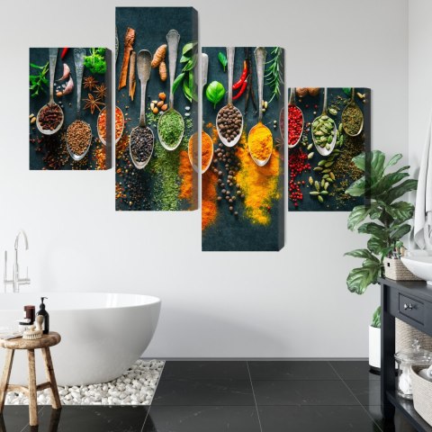 Obraz Wieloczęściowy Zioła I Przyprawy Na Łyżkach