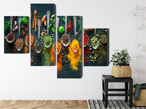 Obraz Wieloczęściowy Zioła I Przyprawy Na Łyżkach