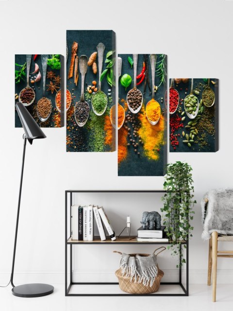 Obraz Wieloczęściowy Zioła I Przyprawy Na Łyżkach