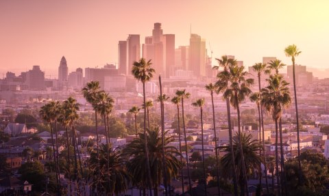 Obraz Wieloczęściowy Centrum Los Angeles O Zachodzie Słońca Obraz Wieloczęściowy Centrum Los Angeles O Zachodzie Słońca