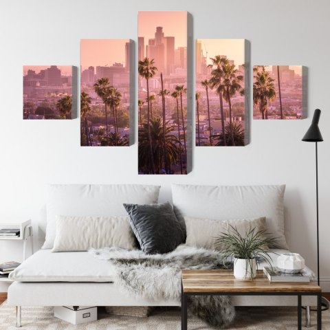 Obraz Wieloczęściowy Centrum Los Angeles O Zachodzie Słońca Obraz Wieloczęściowy Centrum Los Angeles O Zachodzie Słońca