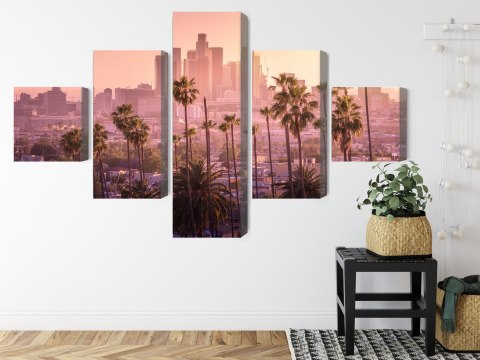 Obraz Wieloczęściowy Centrum Los Angeles O Zachodzie Słońca Obraz Wieloczęściowy Centrum Los Angeles O Zachodzie Słońca