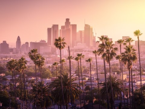 Obraz Wieloczęściowy Centrum Los Angeles O Zachodzie Słońca Obraz Wieloczęściowy Centrum Los Angeles O Zachodzie Słońca