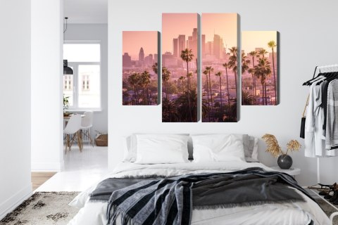 Obraz Wieloczęściowy Centrum Los Angeles O Zachodzie Słońca Obraz Wieloczęściowy Centrum Los Angeles O Zachodzie Słońca