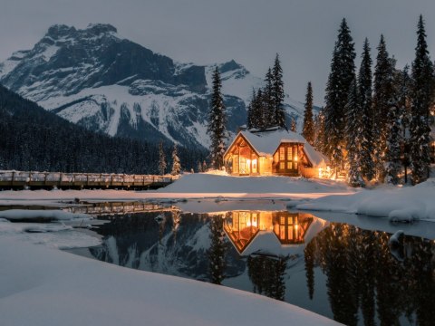 Obraz Wieloczęściowy Emerald Lake W Kanadzie Zimą Obraz Wieloczęściowy Emerald Lake W Kanadzie Zimą