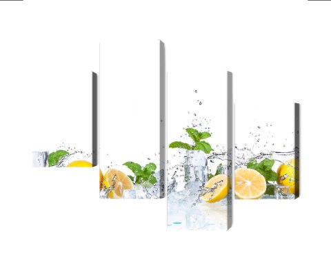 Obraz Wieloczęściowy Liście Mięty Z Cytrynami