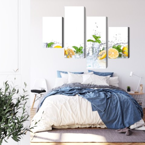 Obraz Wieloczęściowy Liście Mięty Z Cytrynami