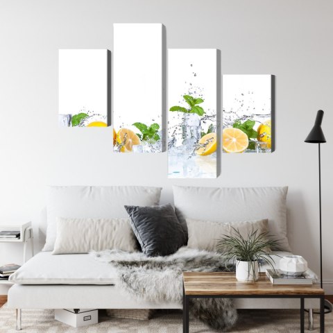 Obraz Wieloczęściowy Liście Mięty Z Cytrynami