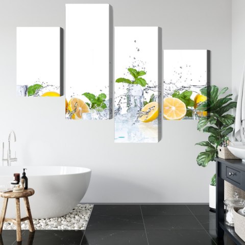 Obraz Wieloczęściowy Liście Mięty Z Cytrynami