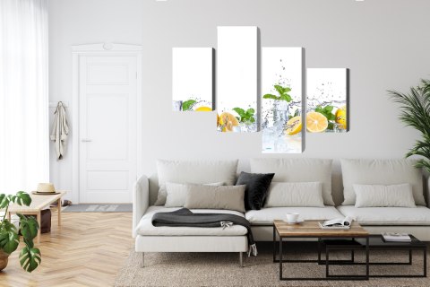 Obraz Wieloczęściowy Liście Mięty Z Cytrynami