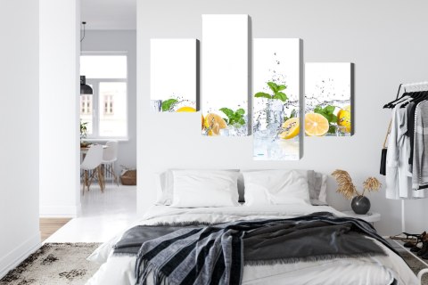 Obraz Wieloczęściowy Liście Mięty Z Cytrynami