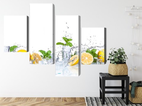Obraz Wieloczęściowy Liście Mięty Z Cytrynami